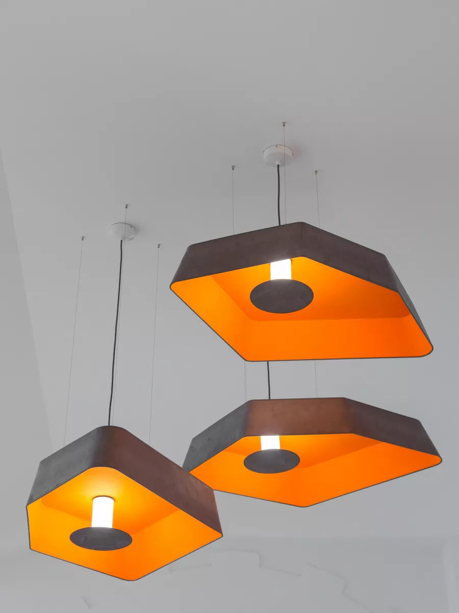 Suspension Petit Nénuphar système LED - Gris et Orange - Designheure