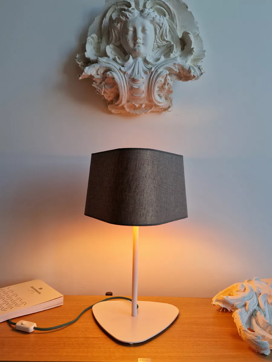 Table lamp Moyen Nuage - Pink copper green border - Designheure