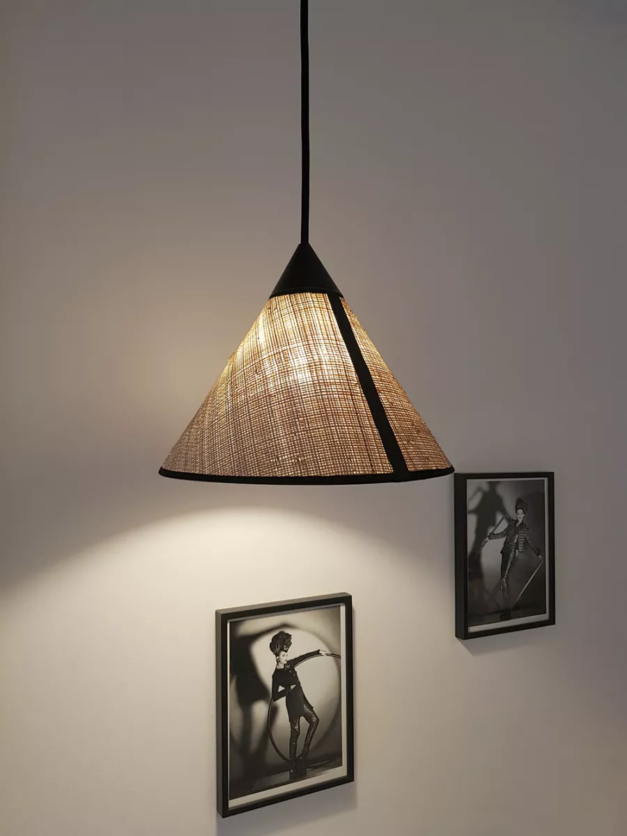 Pendant Light Paris — Hanoï - Raffia  / Patterned Fabric - Designheure