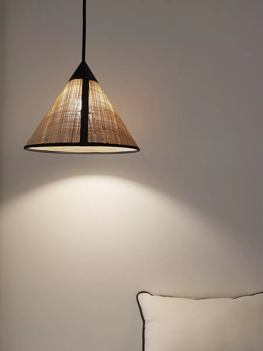 Pendant Light Paris — Hanoï - Raffia  / Patterned Fabric - Designheure