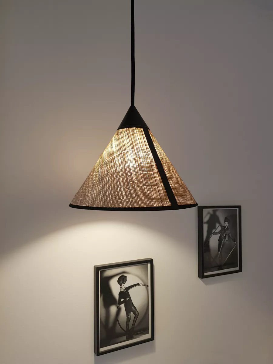 Nomadic Pendant Light Petit Paris — Hanoï - Raffia / Patterned Fabric - Designheure