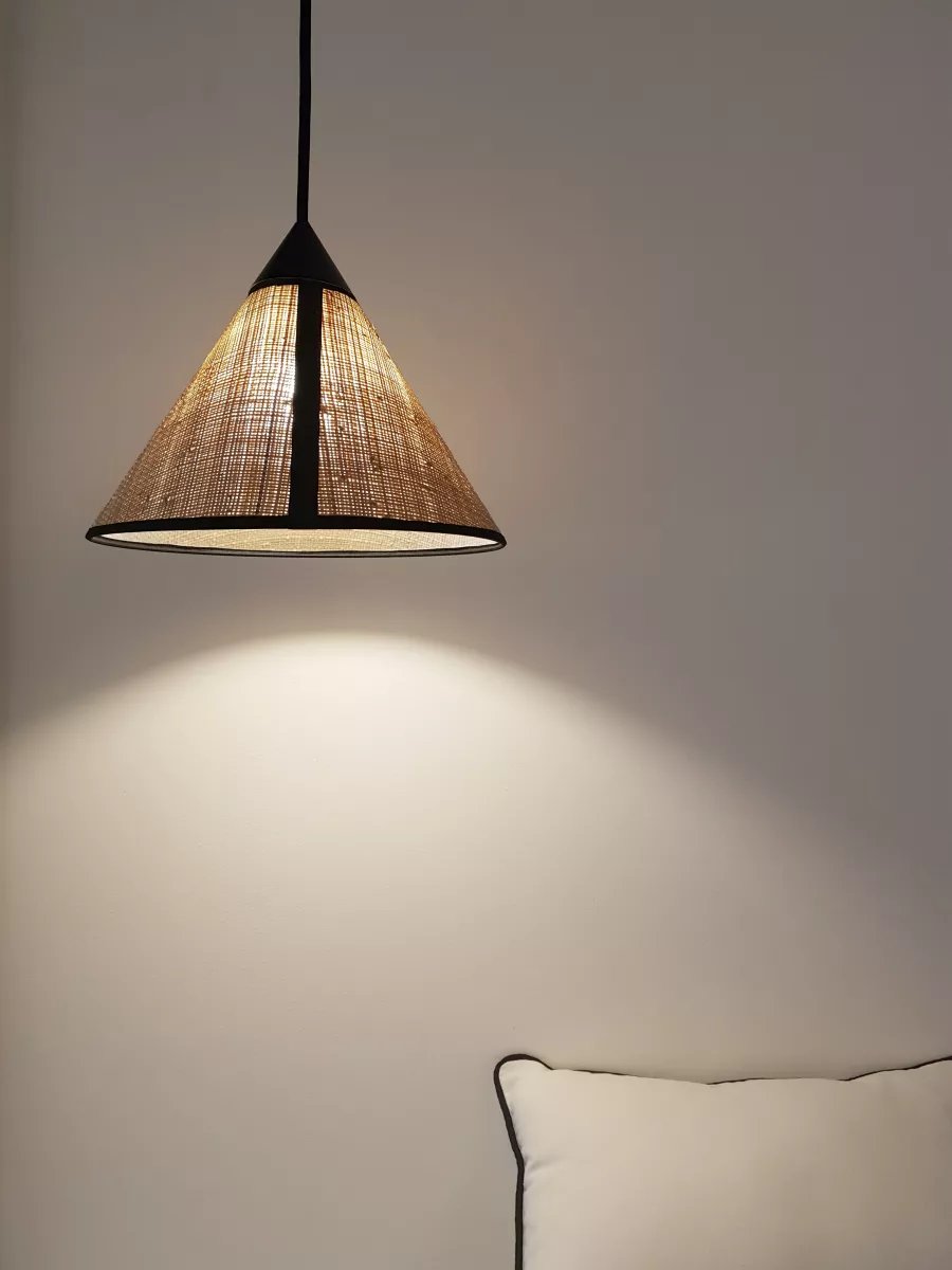 Nomadic Pendant Light Petit Paris — Hanoï - Raffia / Patterned Fabric - Designheure