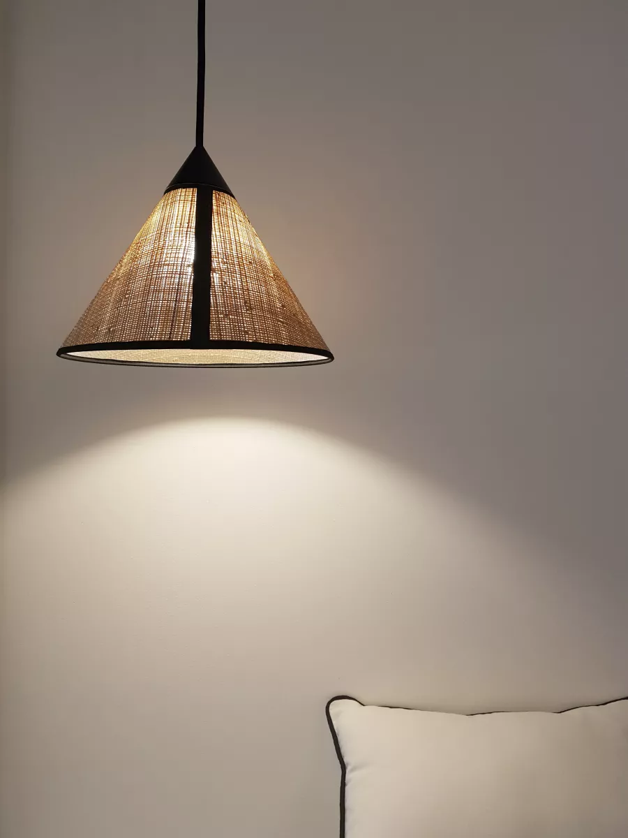 Nomadic Pendant Light Small Paris — Hanoï - Raffia  / Orange Fabric - Designheure