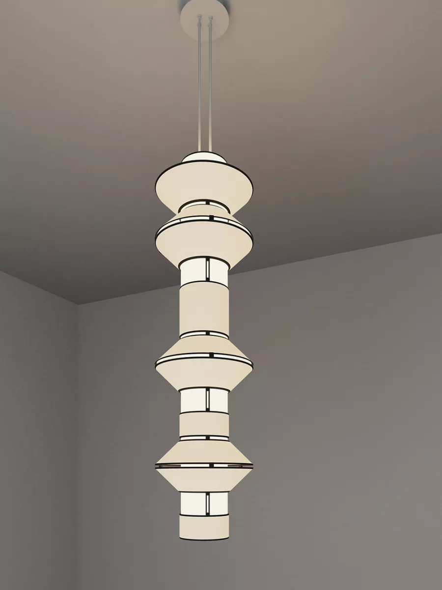 Pendant light Grand Tower - White with Black borders - Designheure