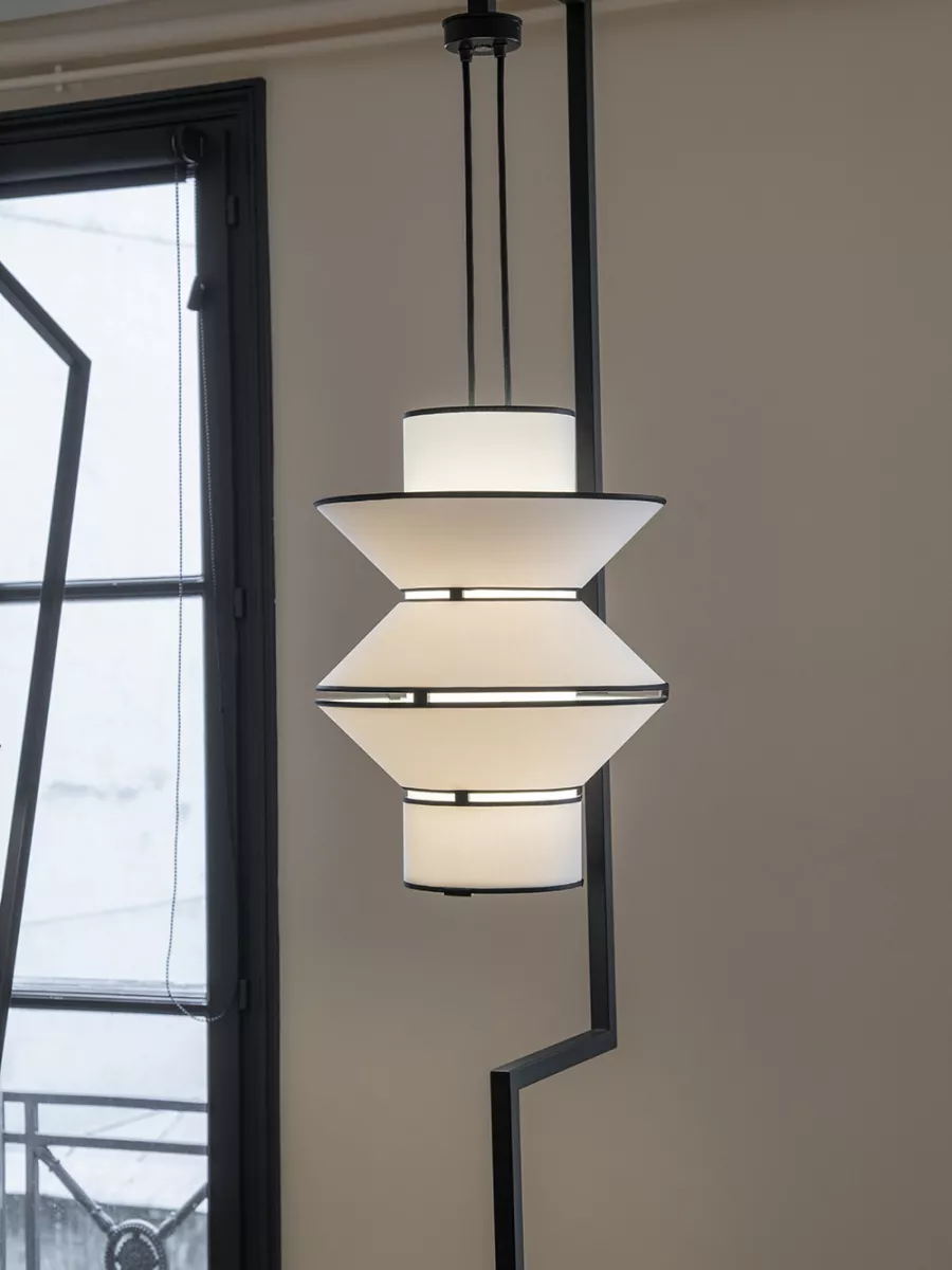 Pendant light Petit Tower - White with Black borders - Designheure