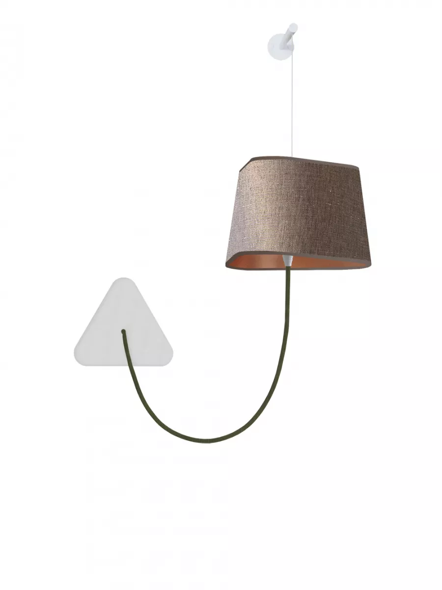 Wall lamp with fixed rod Petit Nuage - Copper / Pink copper green border