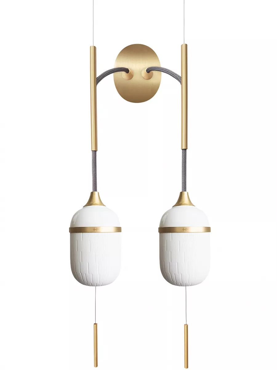 Pendant wall lamp Duo Grand Fleur de Kaolin - Designheure