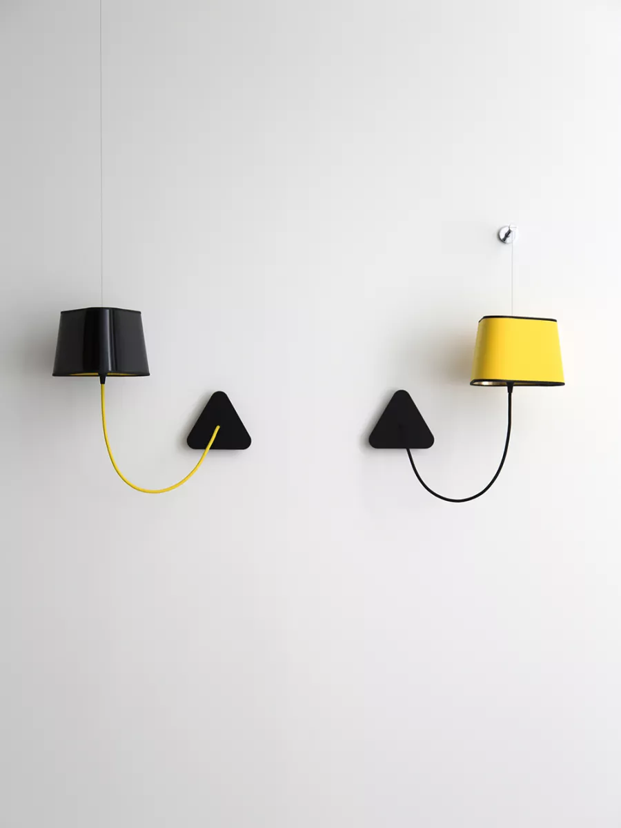 Wall lamp with fixed rod Petit Nuage - Yellow and Gold - Designheure