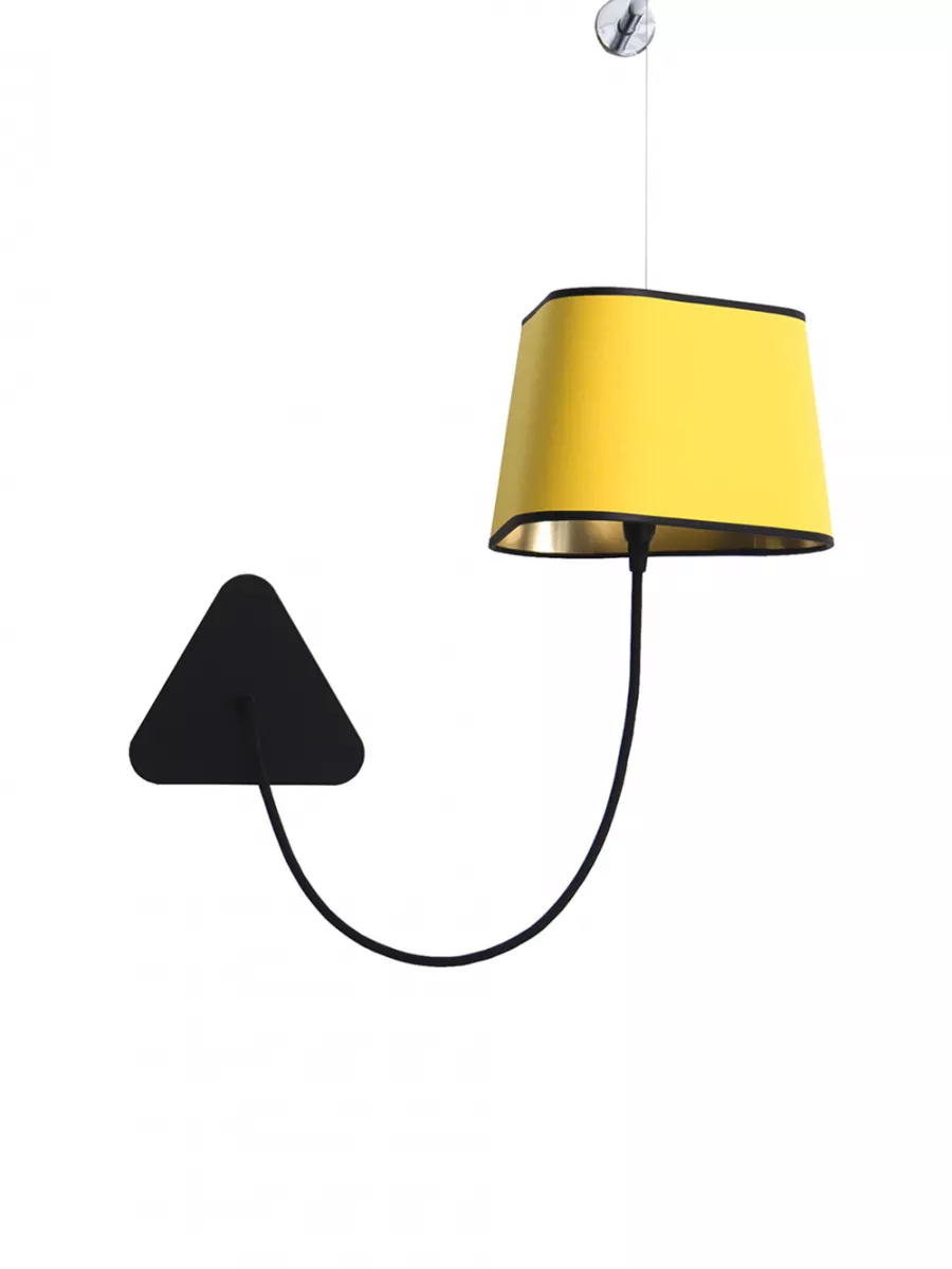 Wall lamp with fixed rod Petit Nuage - Yellow and Gold - Designheure