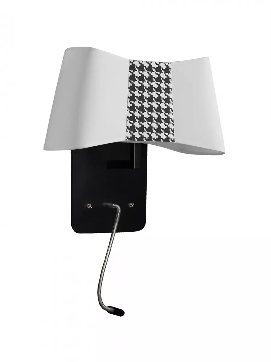 Wall lamp LED Petit Couture - White / Houndstooth print - Designheure