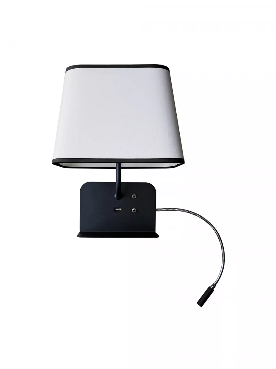 Fixed wall lamp USB Right LED Escale - White / Black - Designheure