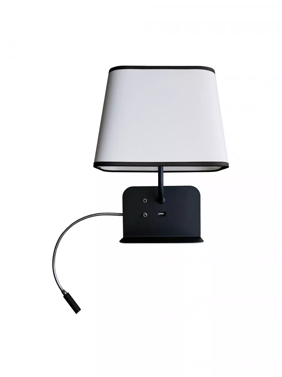 Applique USB Liseuse LED Gauche Escale - Blanc / Noir - Designheure