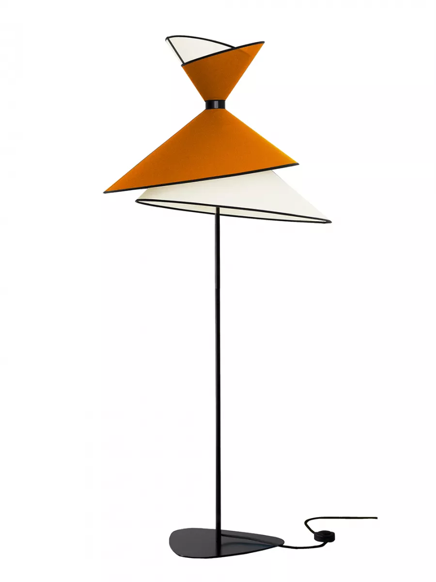 Floor lamp XL Kimono - White cream and Orange - Designheure