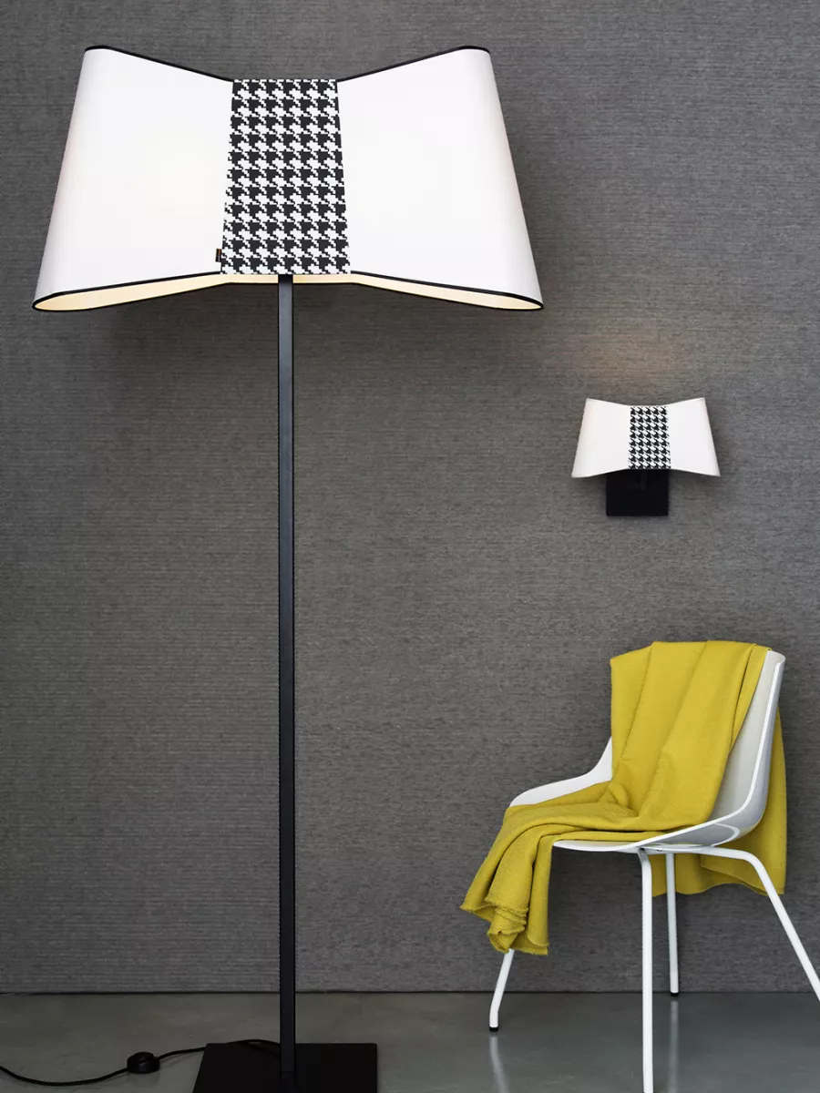 Floorlamp XXL Couture - White / Houndstooth print - Designheure