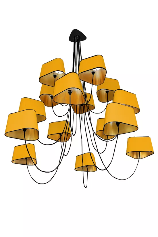 Lustre 15 Grand Nuage - Jaune et Or - Designheure