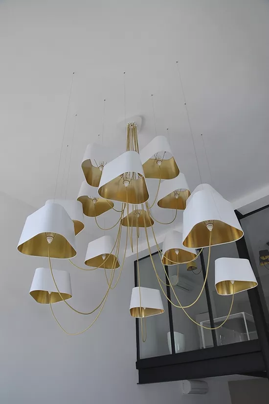 Chandelier 15 Grand Nuage - Yellow and Gold - Designheure