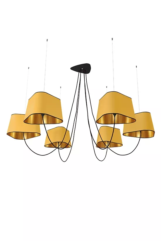 Lustre 6 Grand Nuage - Jaune et Or - Designheure