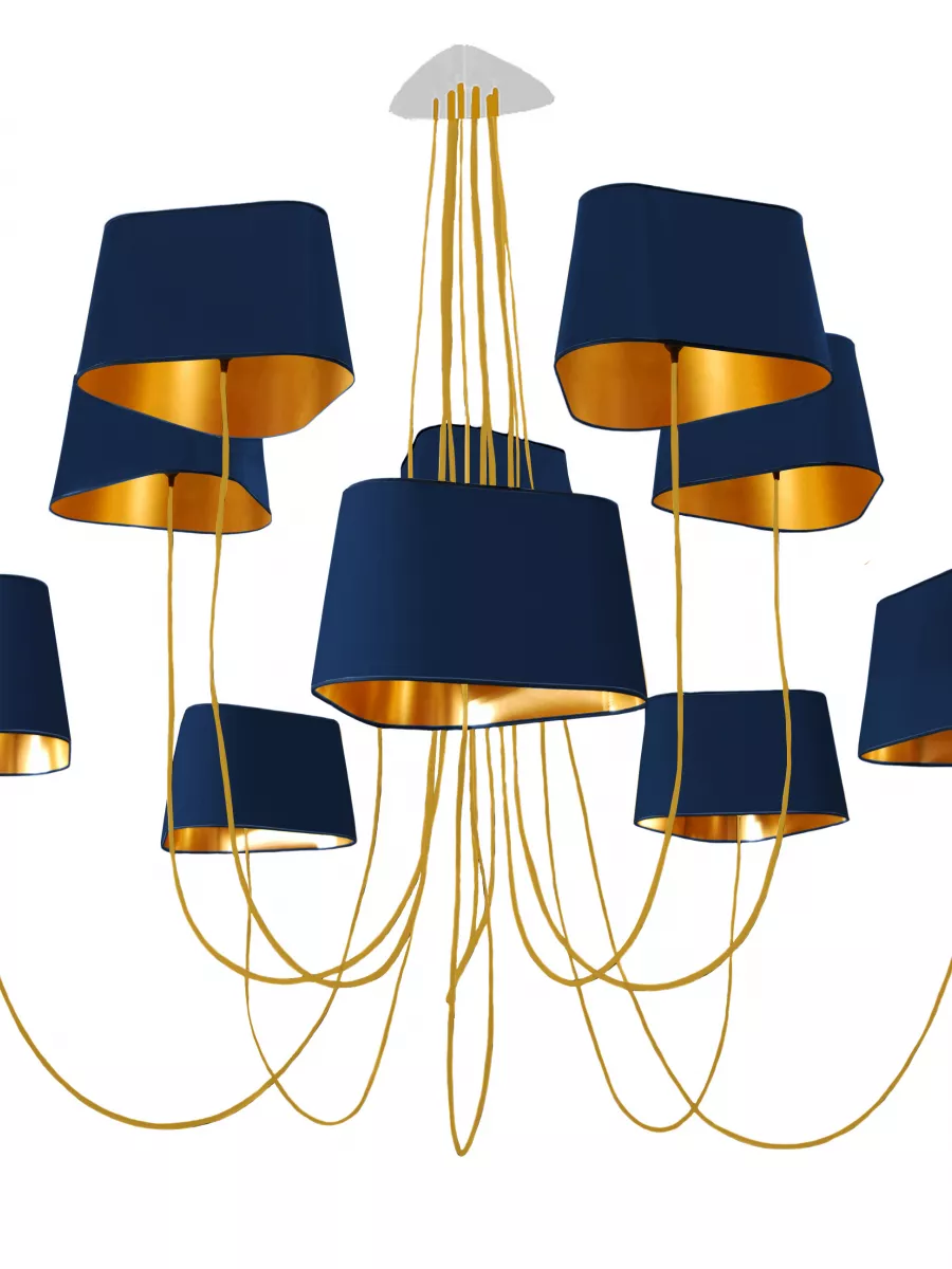 Lustre 10 Grand Nuage - Bleu marine et Or - Designheure