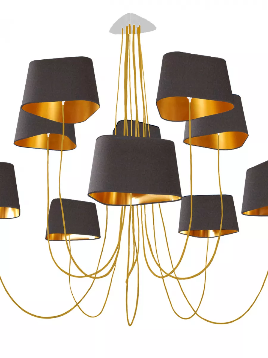 Chandelier 10 Grand Nuage - Grey and Gold - Designheure
