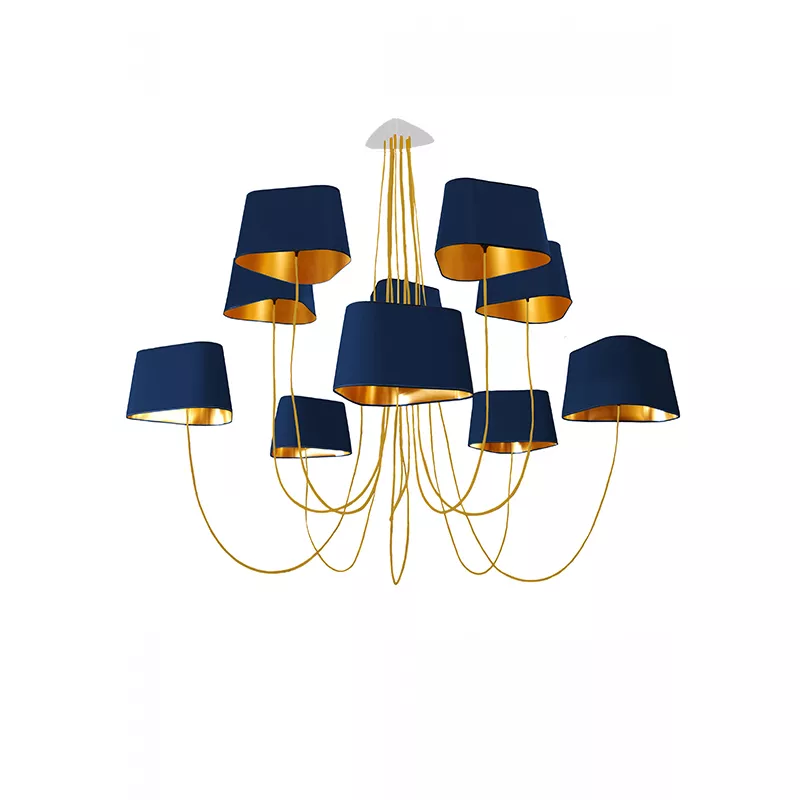 Chandelier 10 Moyen Nuage - Navy blue and Gold - Designheure