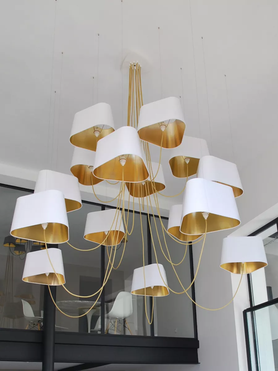 Lustre 15 Grand Nuage - Jaune et Or - Designheure