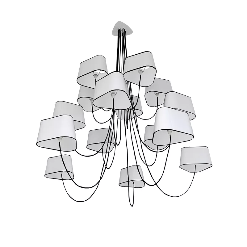 Chandelier 15 Moyen Nuage - White diffusing black border - Designheure