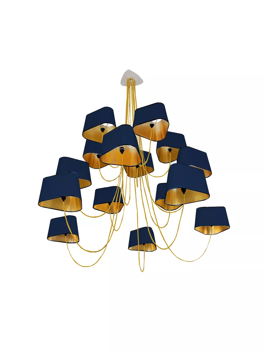 Chandelier 15 Moyen Nuage - Navy blue and Gold - Designheure