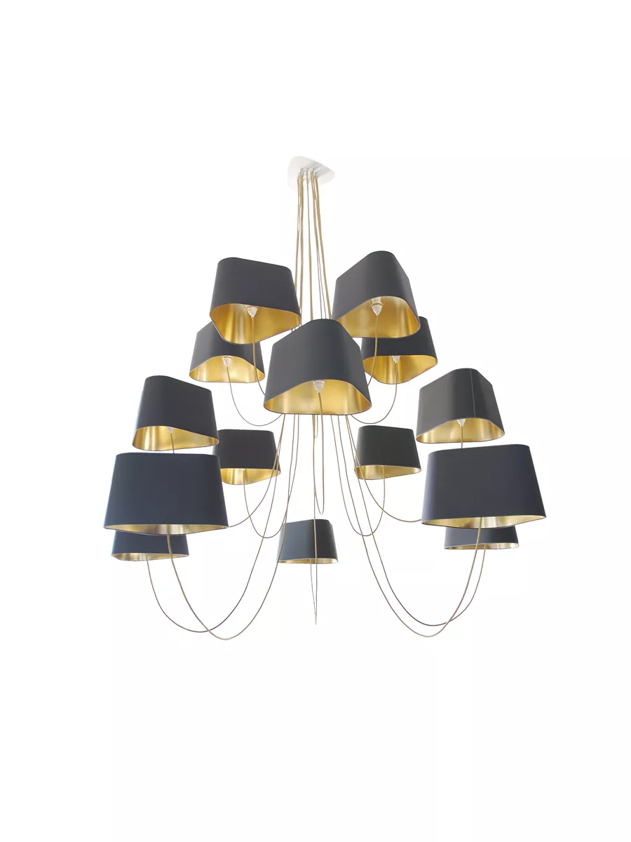 Chandelier 15 Moyen Nuage - Grey and Gold - Designheure