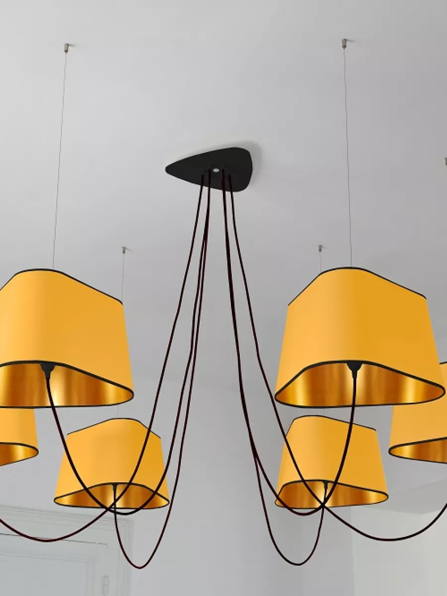 Lustre 6 Grand Nuage - Jaune et Or - Designheure