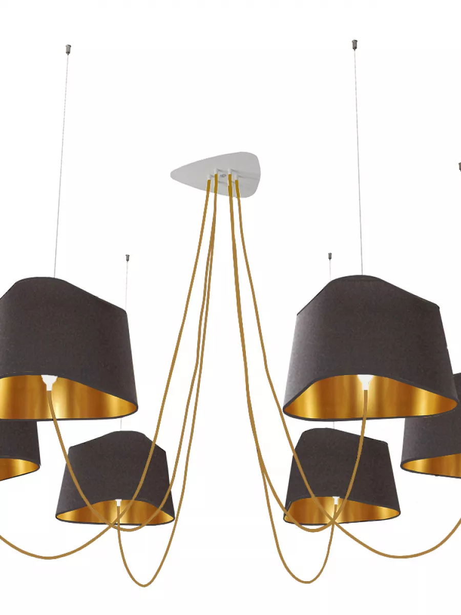 Chandelier 6 Grand Nuage - Grey and Gold - Designheure