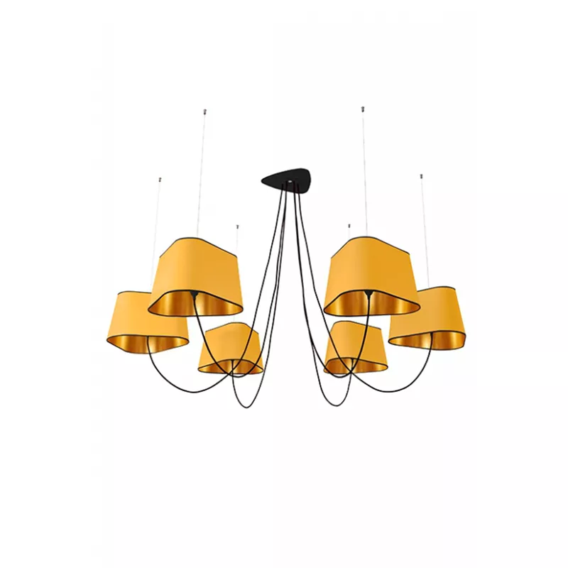 Chandelier 6 Moyen Nuage - Yellow and Gold - Designheure