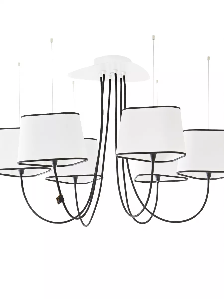 Chandelier 6 Petit Nuage White & black border - Designheure