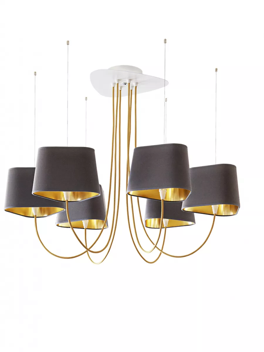 Chandelier 6 Petit Nuage - Grey and Gold - Designheure