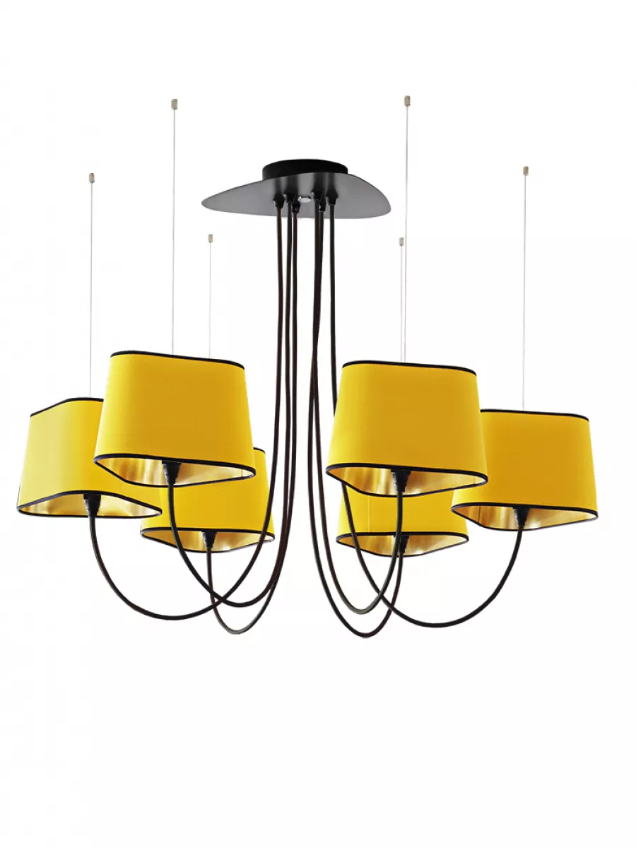 Chandelier 6 Petit Nuage - Yellow and Gold - Designheure