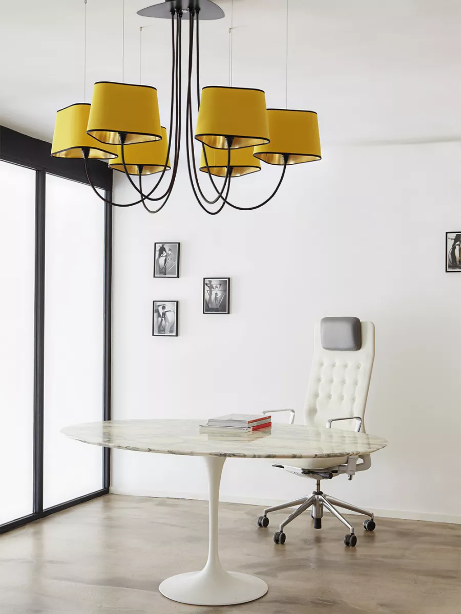 Chandelier 6 Petit Nuage - Yellow and Gold - Designheure