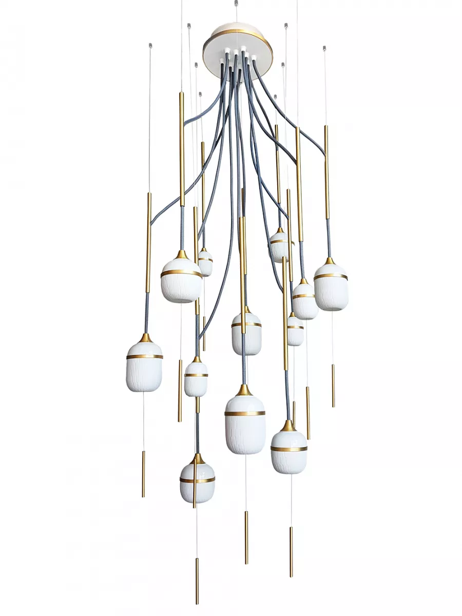 Chandelier 12 Fleur de Kaolin - dark grey cords - Designheure