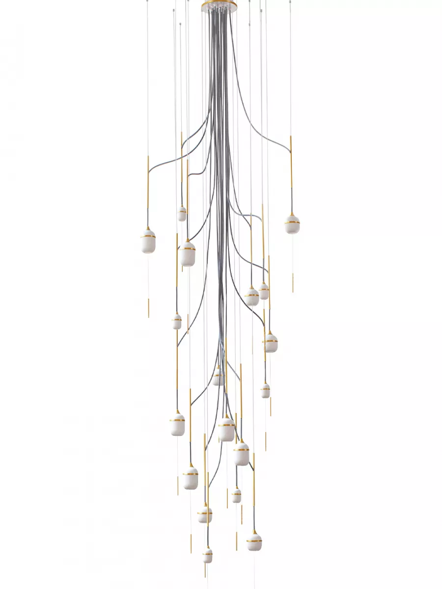 Chandelier 18 Fleur de Kaolin - dark grey cords - Designheure