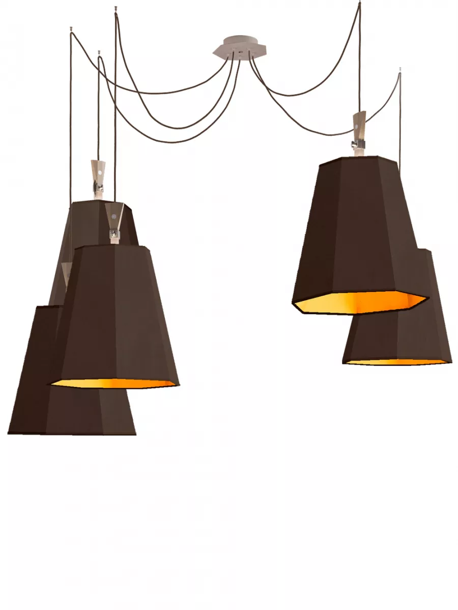 Chandelier 5 XXL LuXiole - Brown/Orange - Designheure