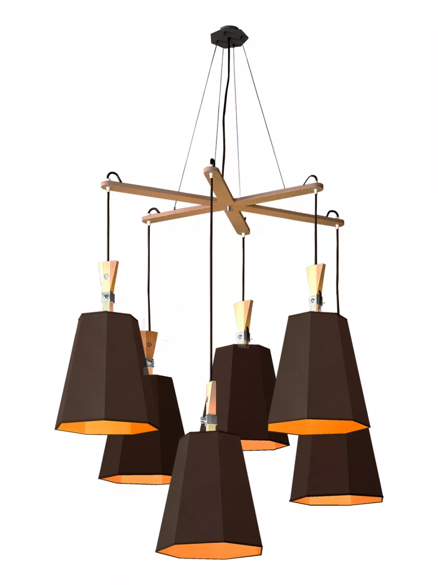 Chandelier 6 LuXiole Asymmetric - Brown / Orange - Designheure