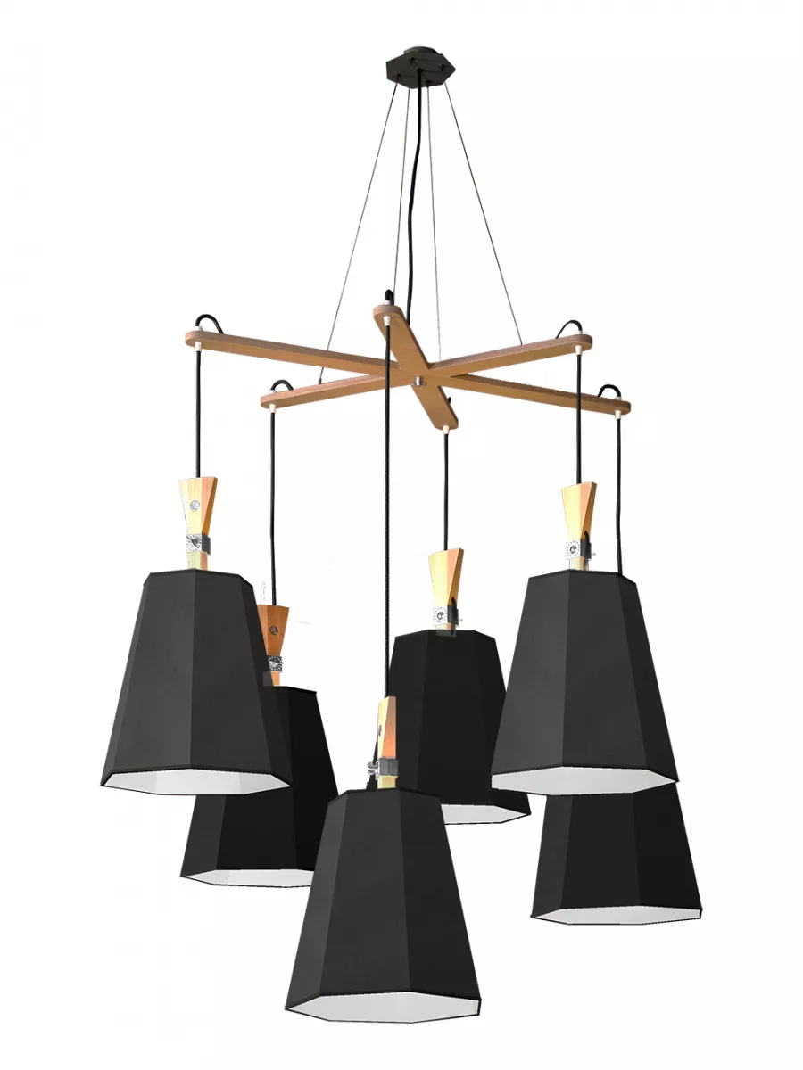 Chandelier 6 LuXiole Asymmetric - Black / White - Designheure