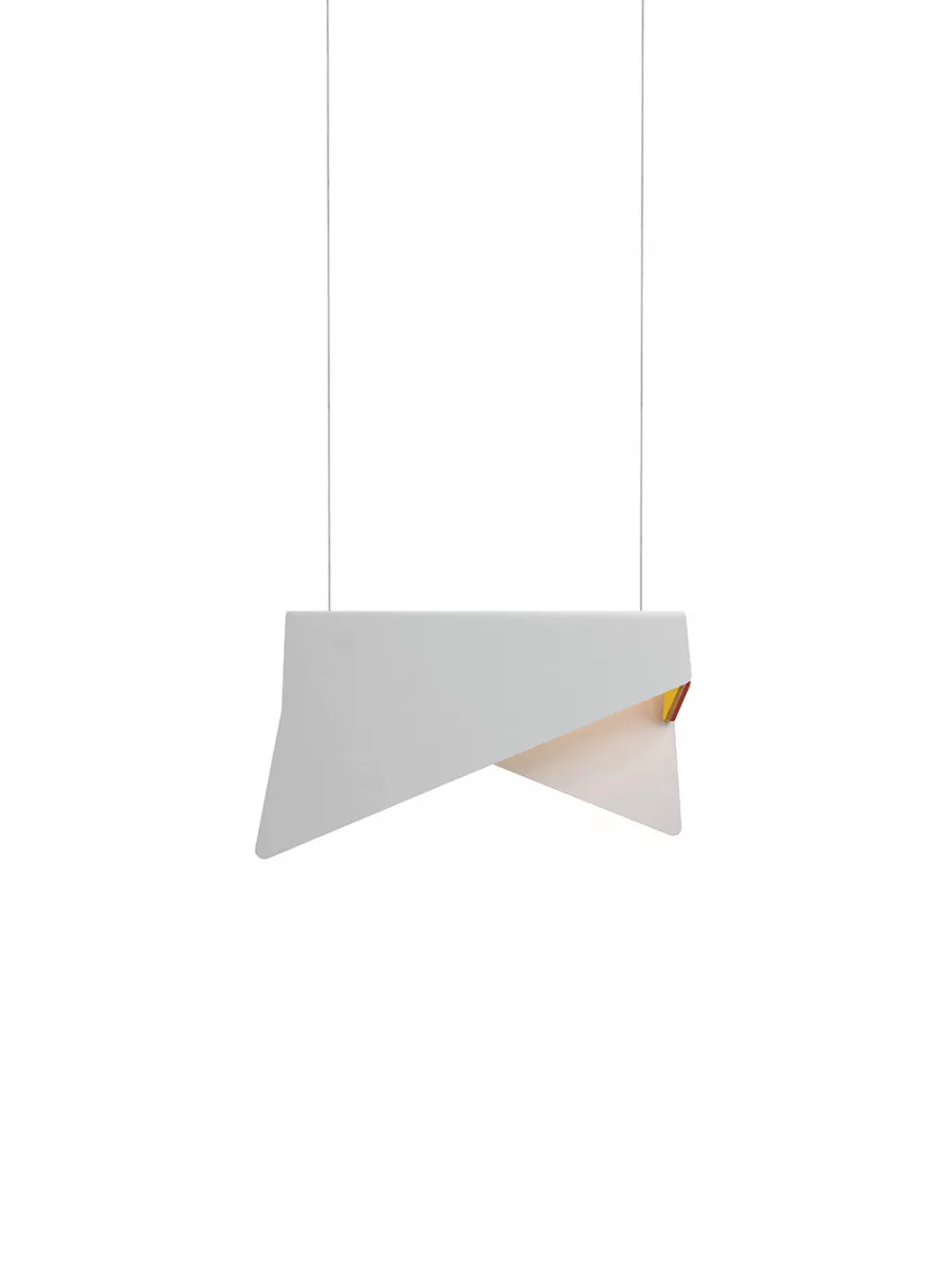 Suspension Petite Mobula - Blanc - Feutrine Orange/Jaune - Designheure