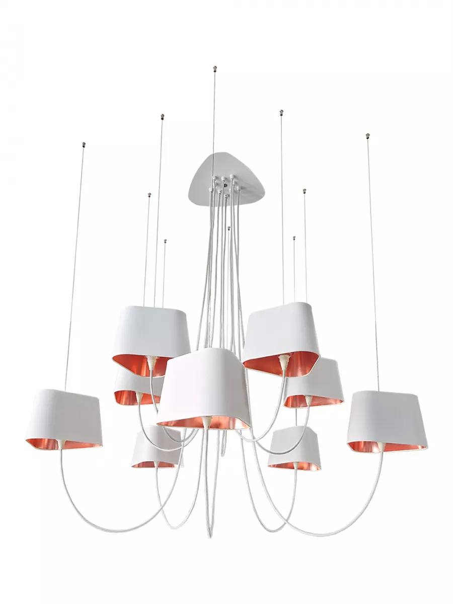 Chandelier 10 Petit Nuage - White and Pink copper - Designheure