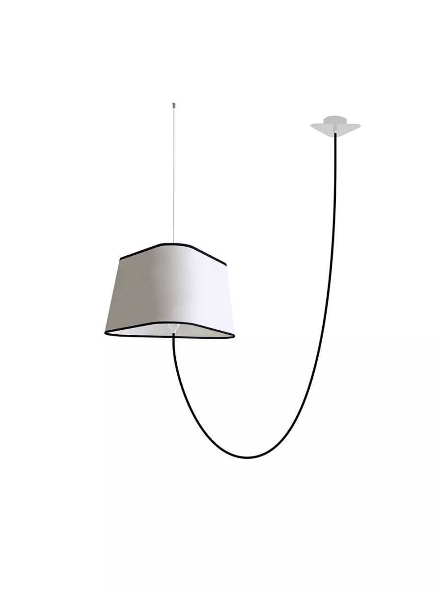 Decentered pendant light Grand Nuage - White Black border - Designheure