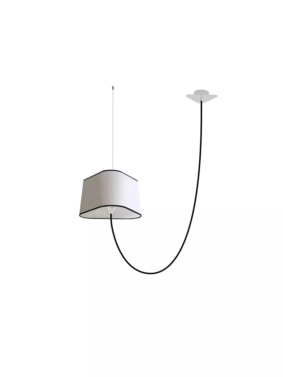 Decentered pendant light Moyen Nuage - White black borders - Designheure