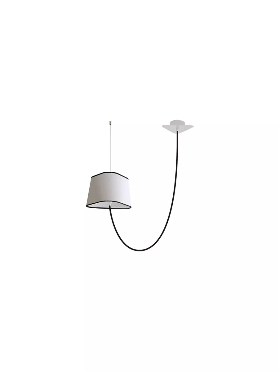 Decentered pendant light Petit Nuage - White & black borders - Designheure