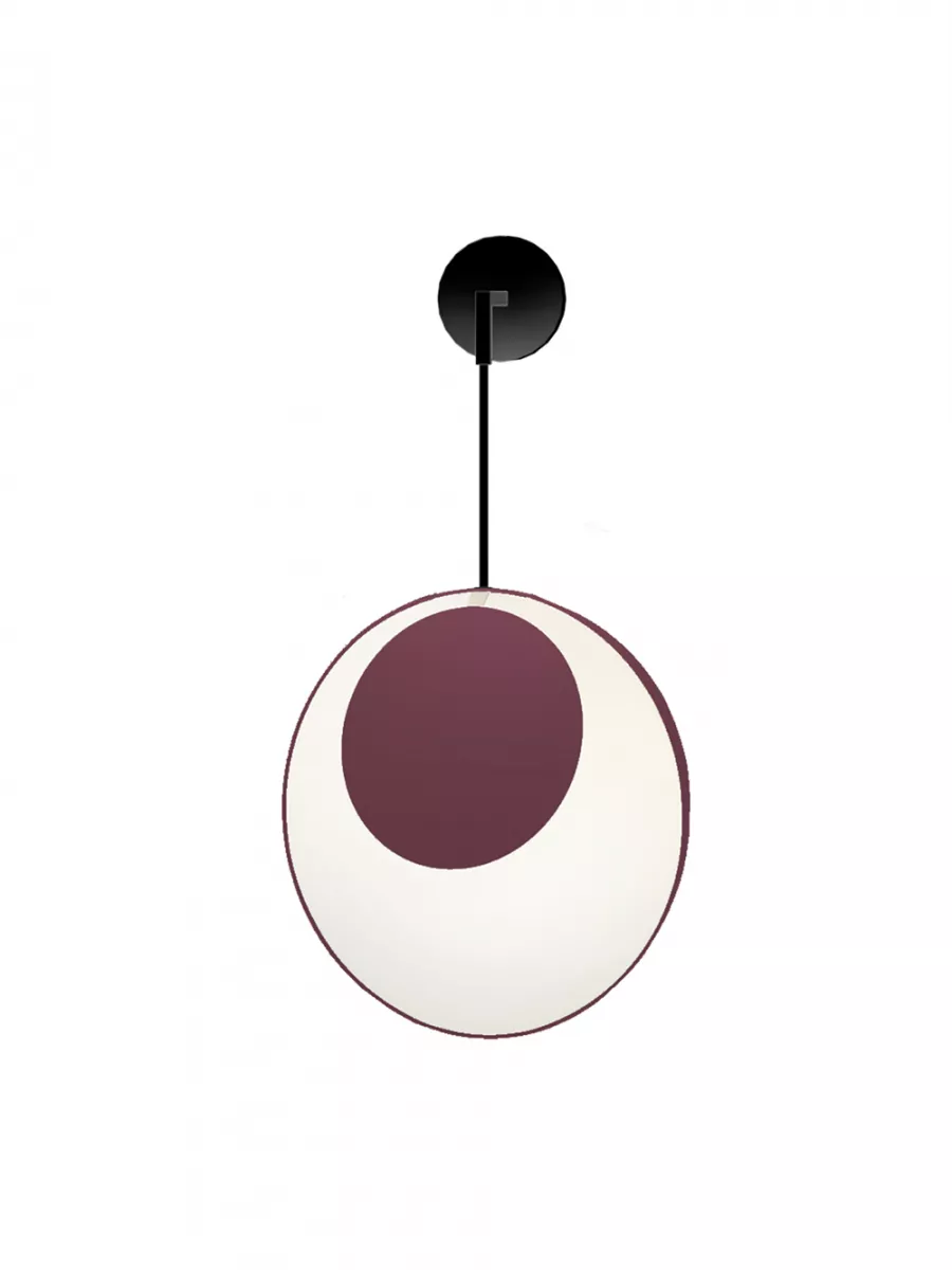 Pendant wall lamp Petit demi Reef - White and Red wine - Designheure