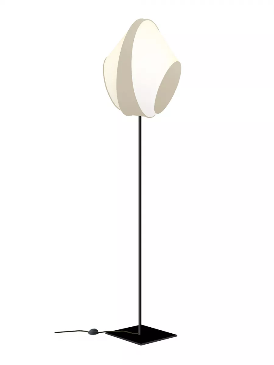 Floor lamp Large Reef - White and Beige satin - Designheure