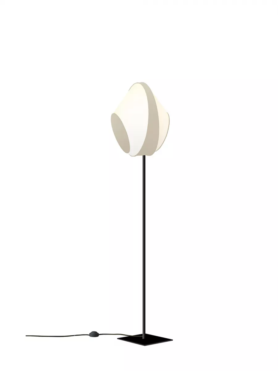 Floor lamp Moyen Reef - White and Beige satin - Designheure