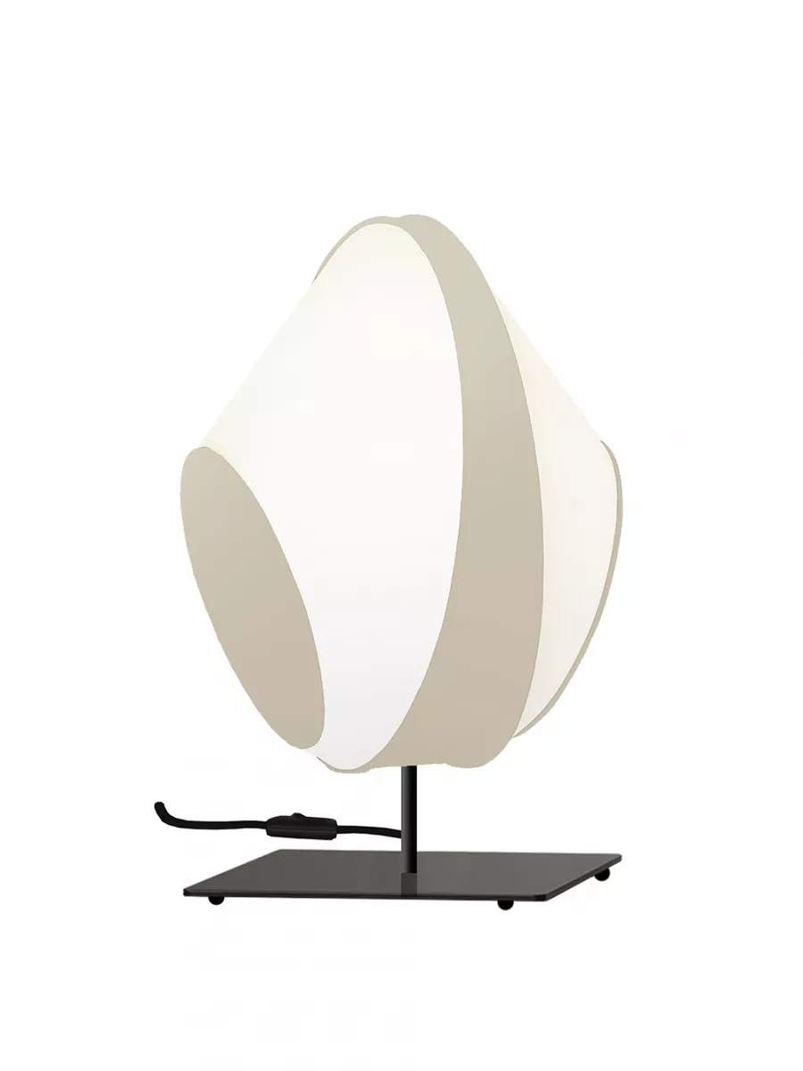 Table lamp Moyen Reef - White and Beige satin - Designheure