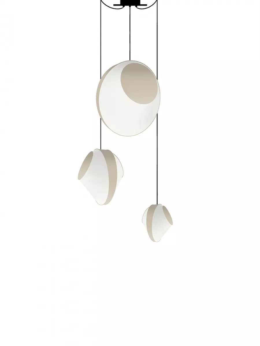 Chandelier 3 Mixed Reef - White and Beige satin - Designheure